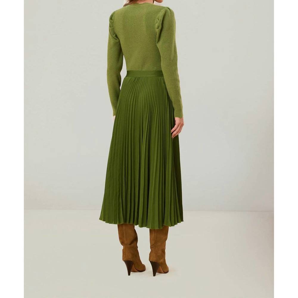 FARM Rio Green Pleated Midi Skirt - Picture 2 of 4